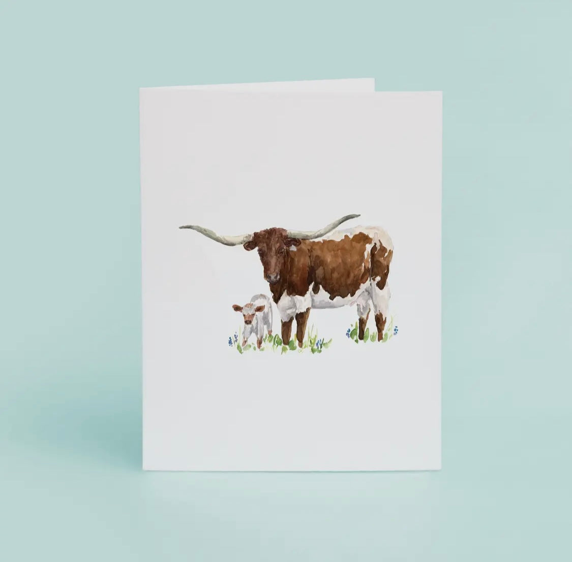 Longhorn & Calf Greeting Card