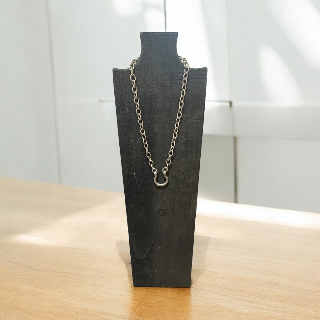 Silver Shackle Necklace on Sterling Plated Chain