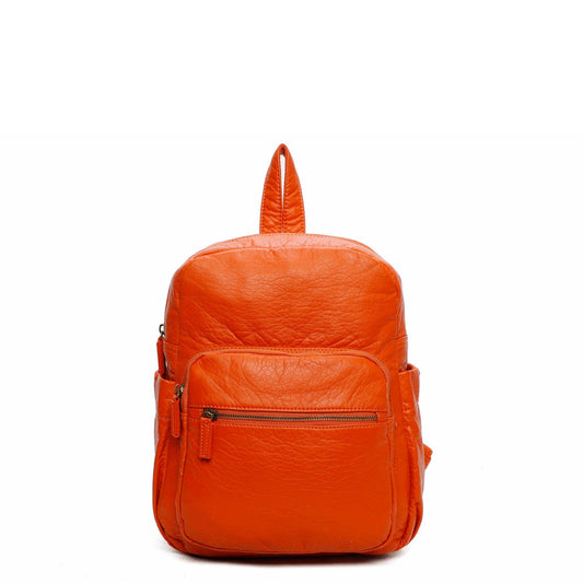 The Soft Vegan Leather Marie Backpack Bag: Orange