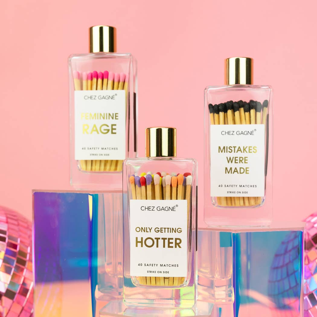 Feminine Rage - Glass Bottle Matches - Pink Multi