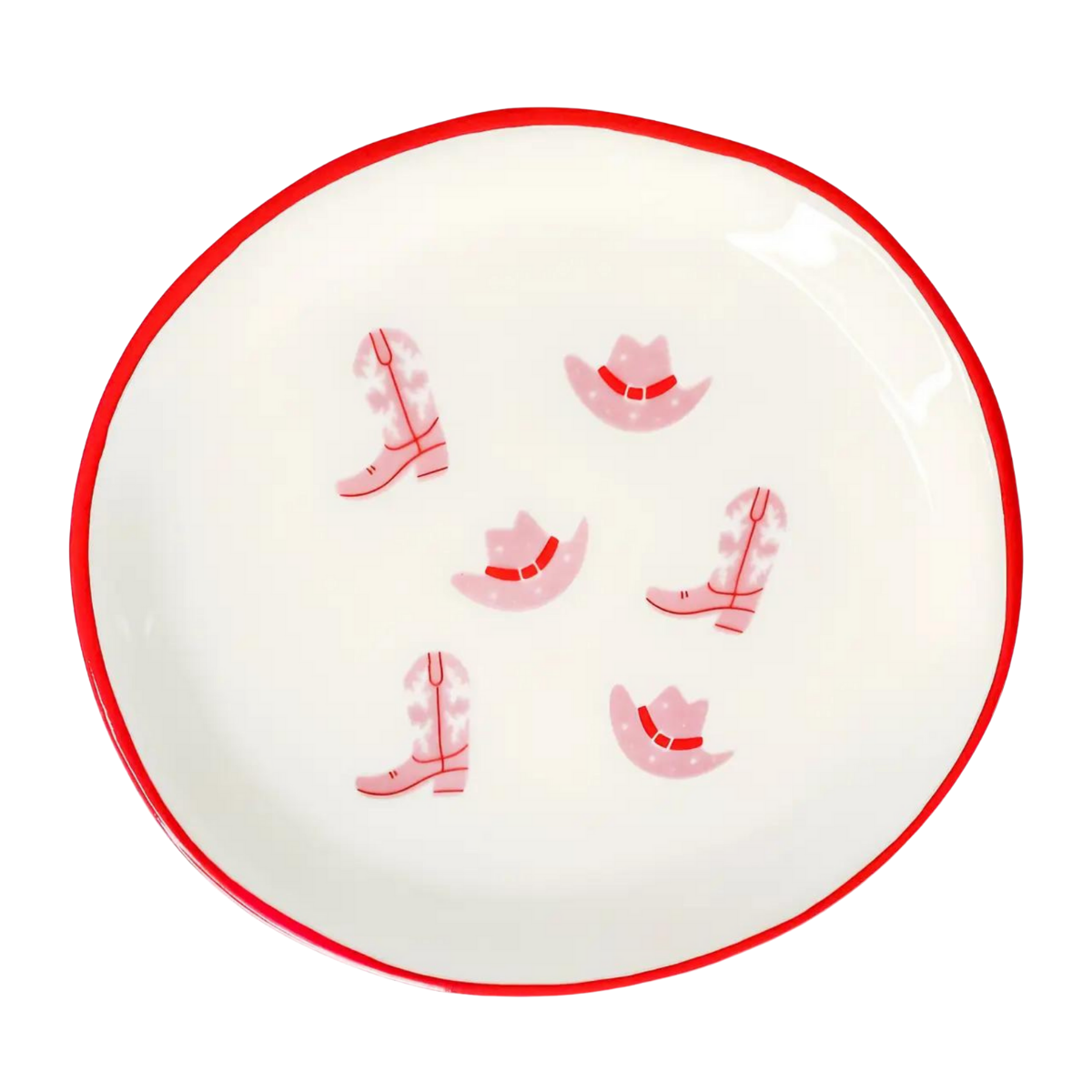 Cowgirl Boot & Hat Round Trinket Tray