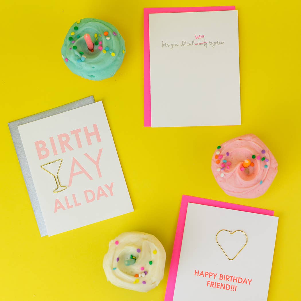 Birth Yay All Day Paper Clip Letterpress Greeting Card