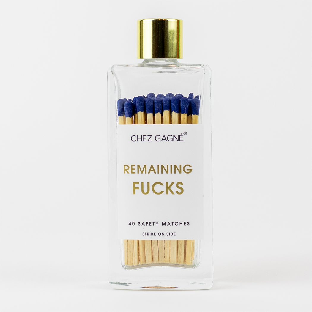Remaining Fucks - Glass Bottle Safety Matches - Navy