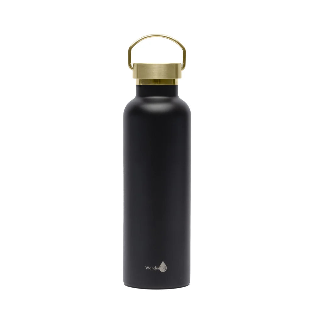 34 oz BLACK INSULATED WATER BOTTLE WITH GOLD TOP