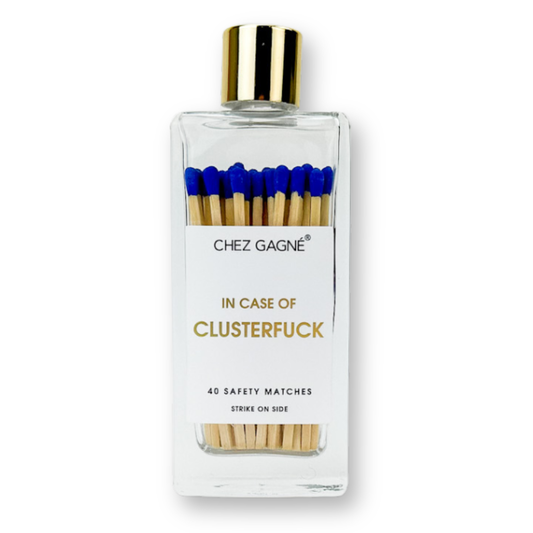 In Case of Clusterfuck Matches - Glass Bottle Matchsticks Royal Blue