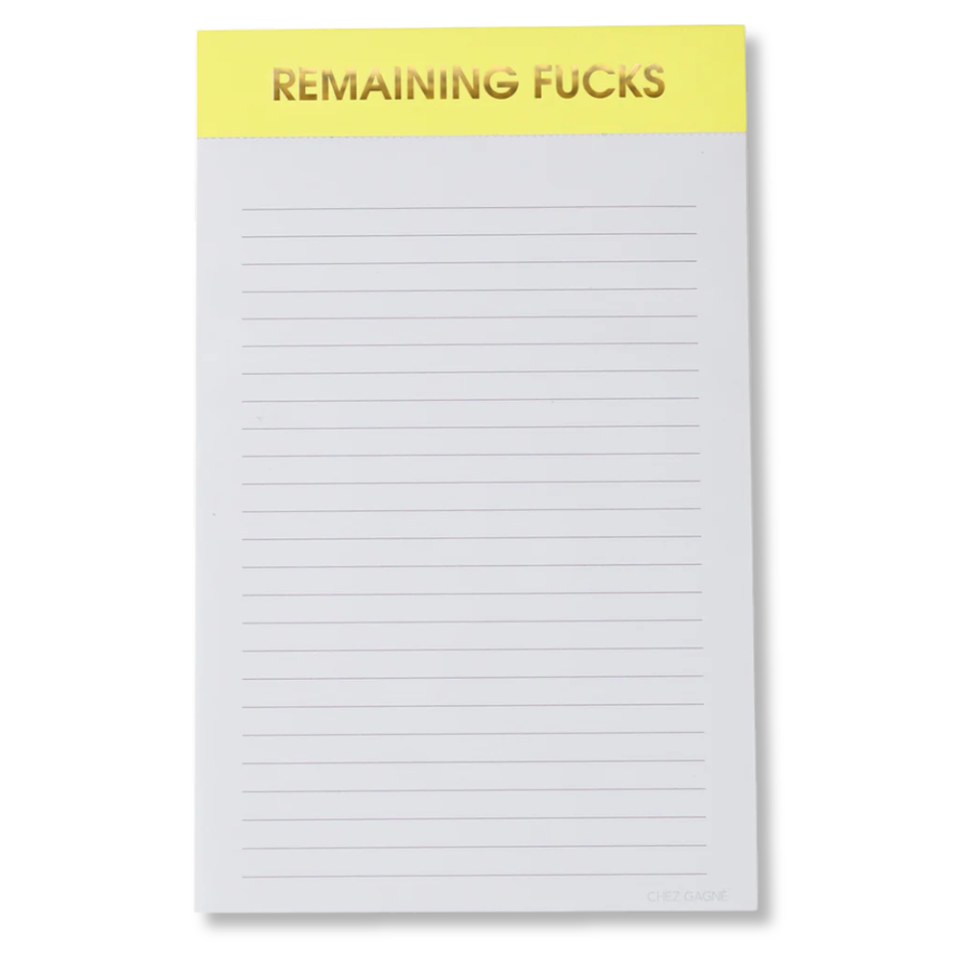 Remaining Fucks - Lined Notepad - Perforated Sheets - Yellow