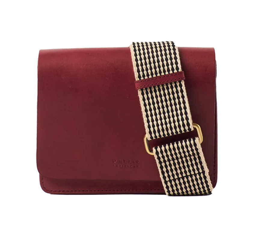 Mini Classic Audrey Ruby Leather Crossbody with Two Straps