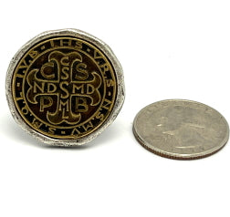 Benedictine Cross Brass and Silver- Round