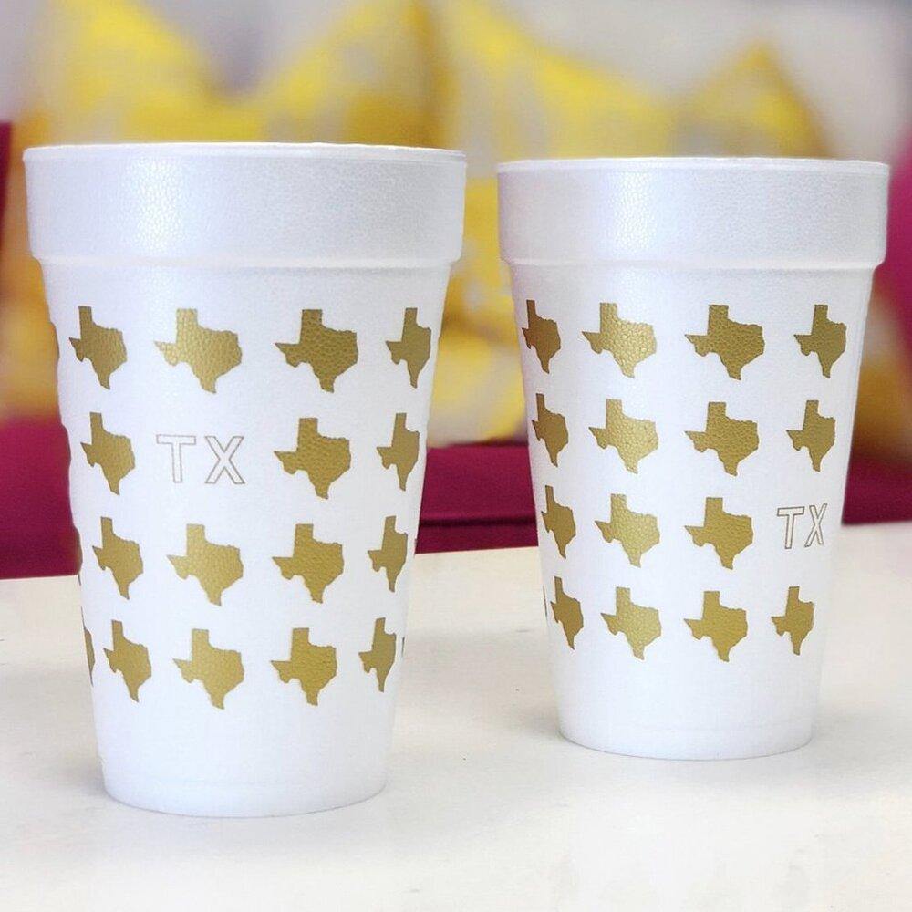 Gold Texas Wrap Styrofoam Cups 16 oz – The Fort - TX