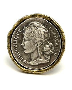 Vintage French Coin Ring -Silver