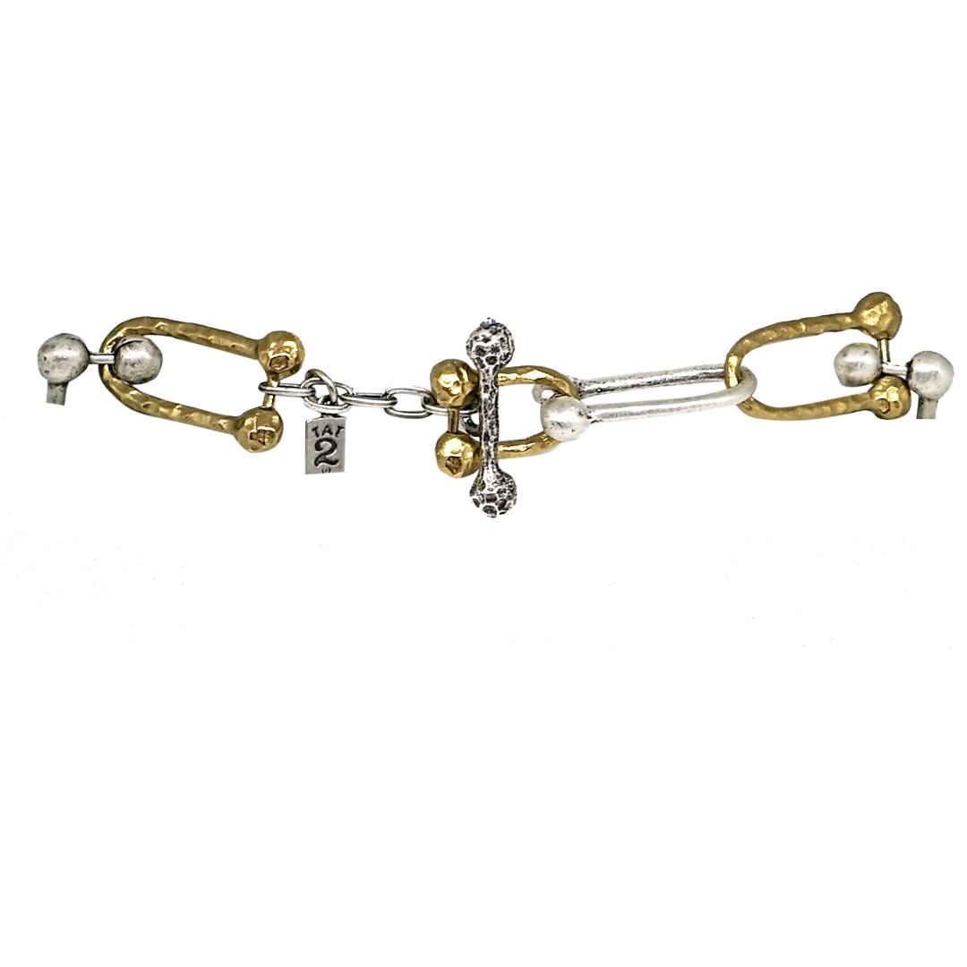 Two Tone Horseshoe Link Necklace