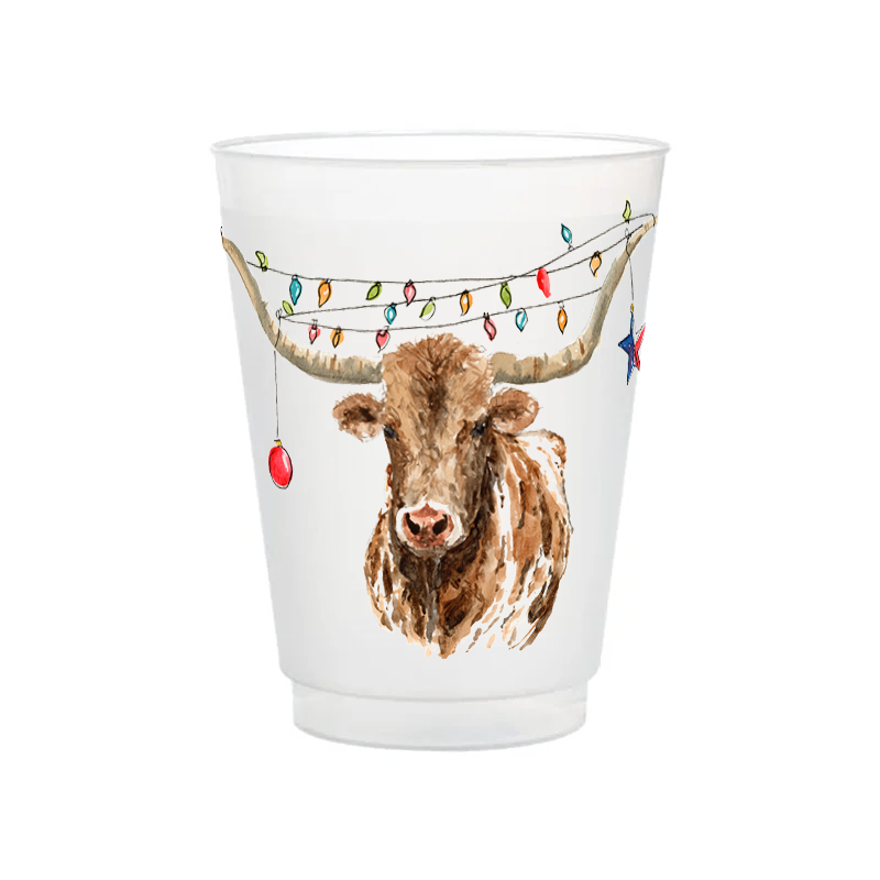 Christmas Longhorn Frosted Cups | Set of 6