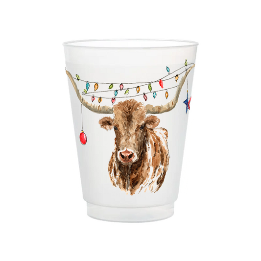 Christmas Longhorn Frosted Cups | Set of 6