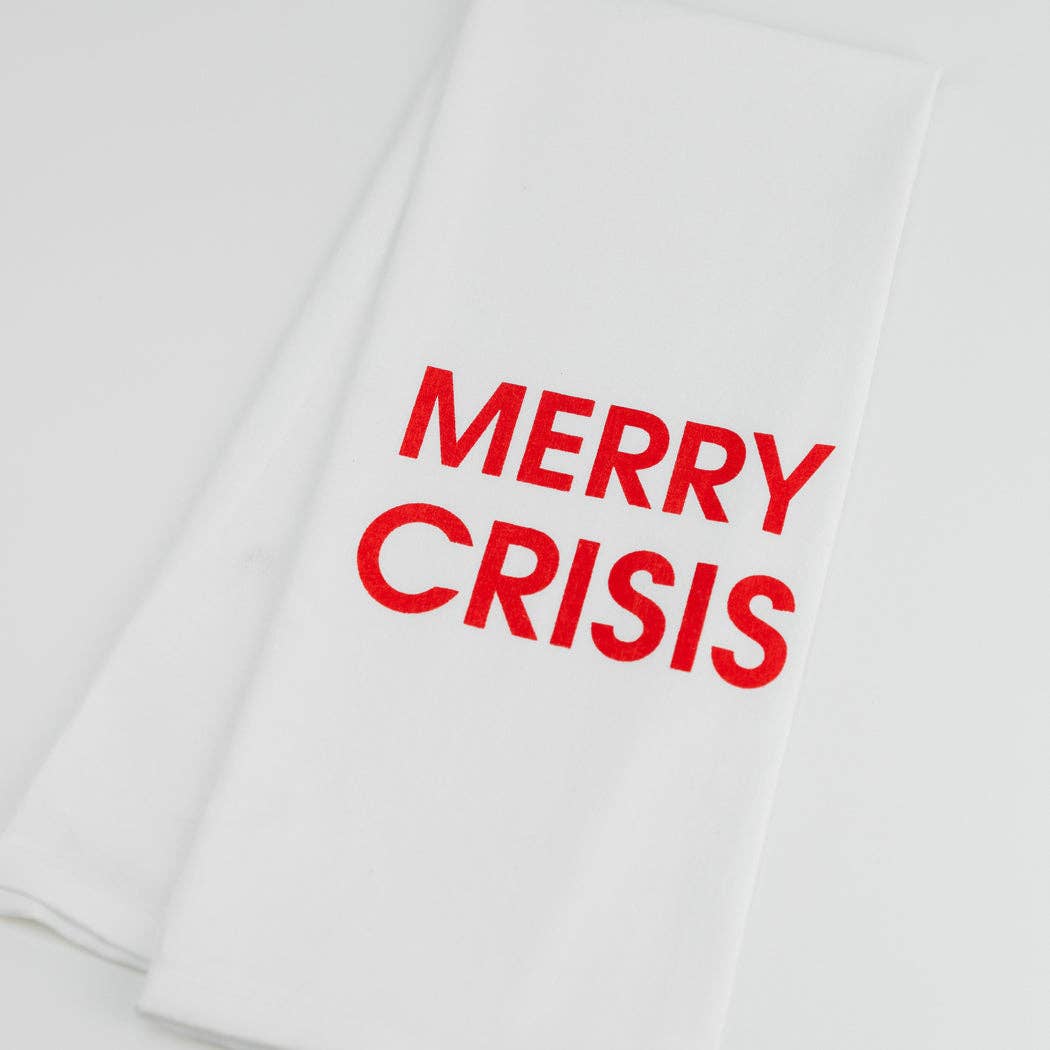 Merry Crisis - Christmas Tea Towel