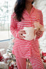 Pink & Red Stripes - Long Pajama Set: S