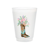 Blue Boot With Flowers Frosted Cups | Set of 6