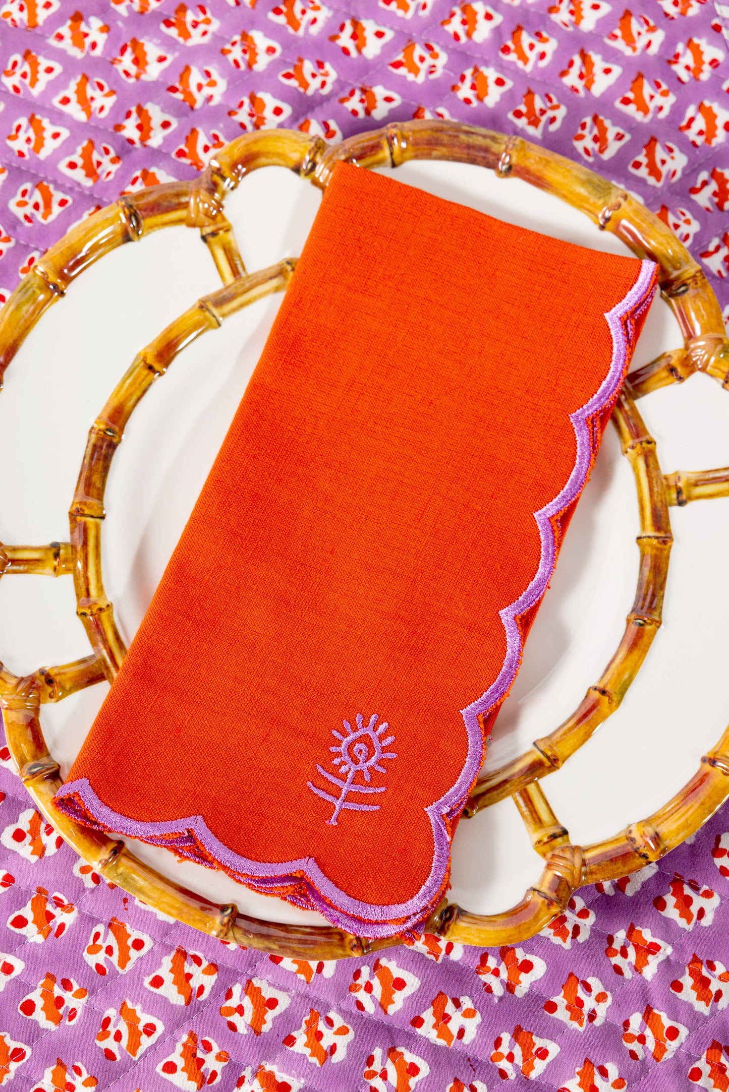 Icon Linen Napkins S/4 - Orange + Lilac