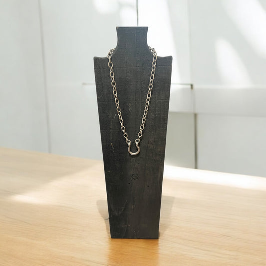 Silver Shackle Necklace on Sterling Plated Chain
