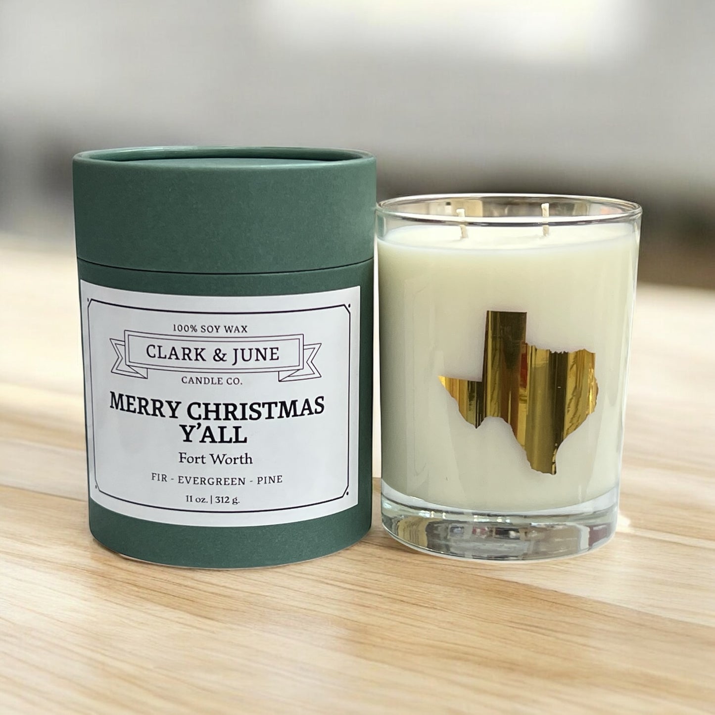 Merry Christmas Y'All Texas Candle in Reusable Cocktail Glass