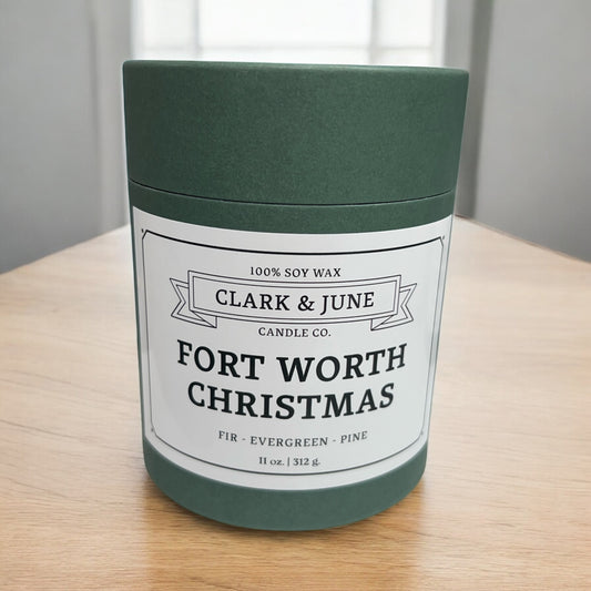 Fort Worth Christmas Candle in Reusable Cocktail Glass