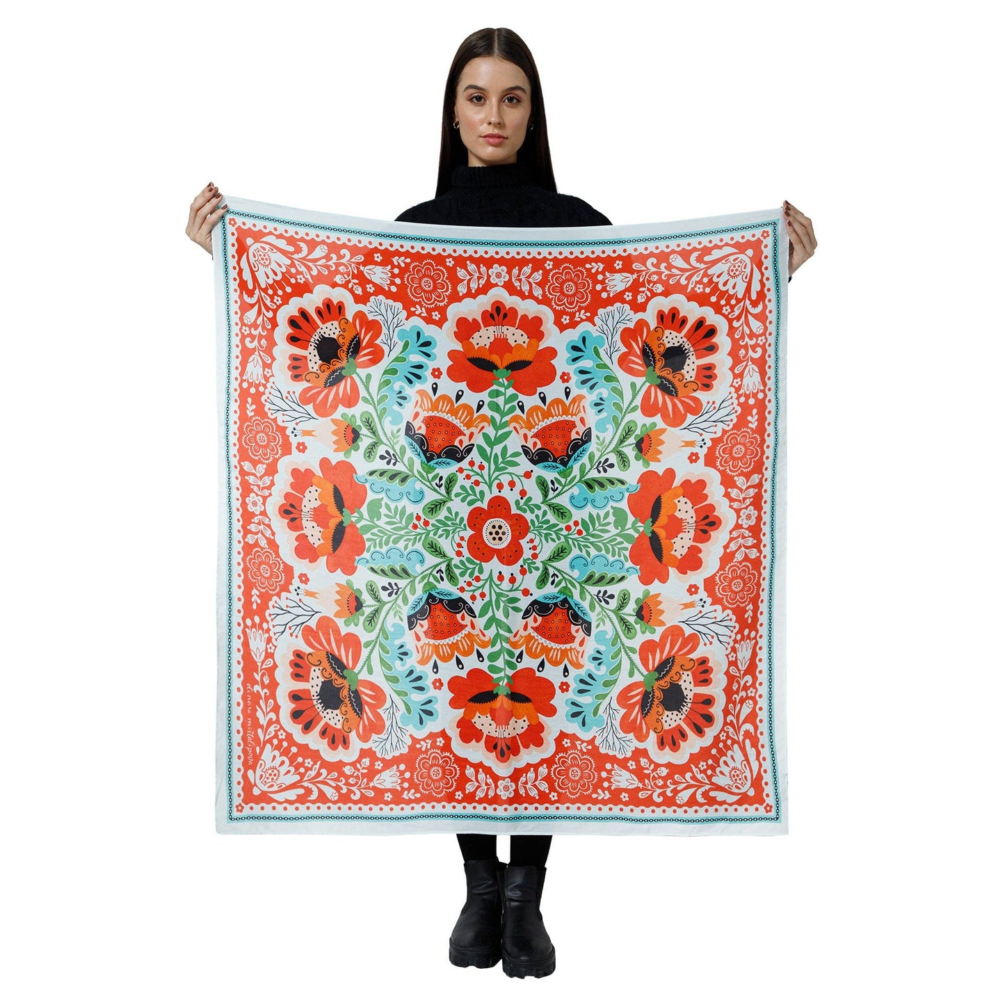 Dinara Mirtalipova Poppy Seeds Silk Scarf: Persimmon