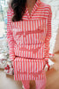 Pink & Red Stripes - Long Pajama Set: S