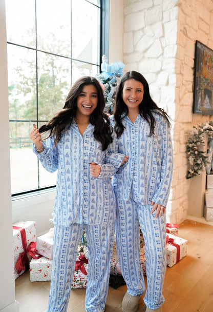 Blue Christmas - Long Pajama Set: S