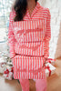 Pink & Red Stripes - Long Pajama Set: M