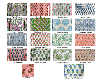 Quilted Block-Print Makeup Bag: Watercolor Wildflowers