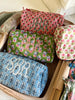 Quilted Block-Print Makeup Bag: Hibiscus Grove