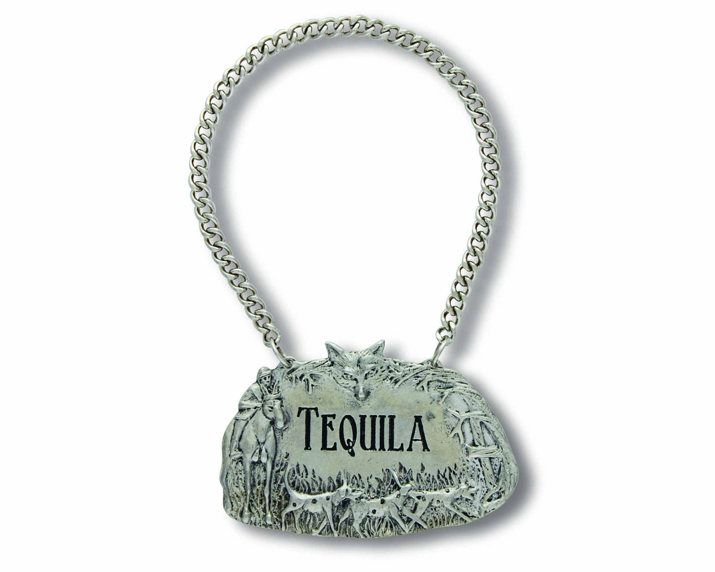 Pewter Hunt Decanter Tags: Whiskey