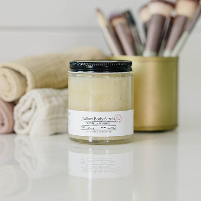Tallow Sugar Scrub, made with Lady May Tallow, 6oz: Pine