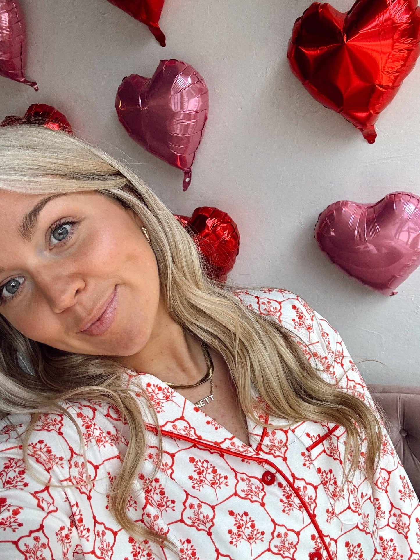 Red Toile Pajama Set: X-Large