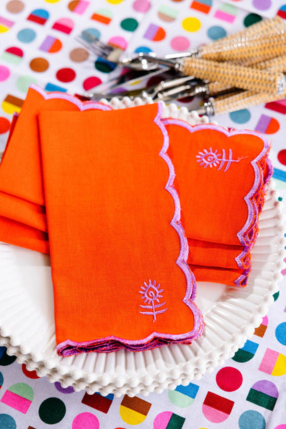 Icon Linen Napkins S/4 - Orange + Lilac