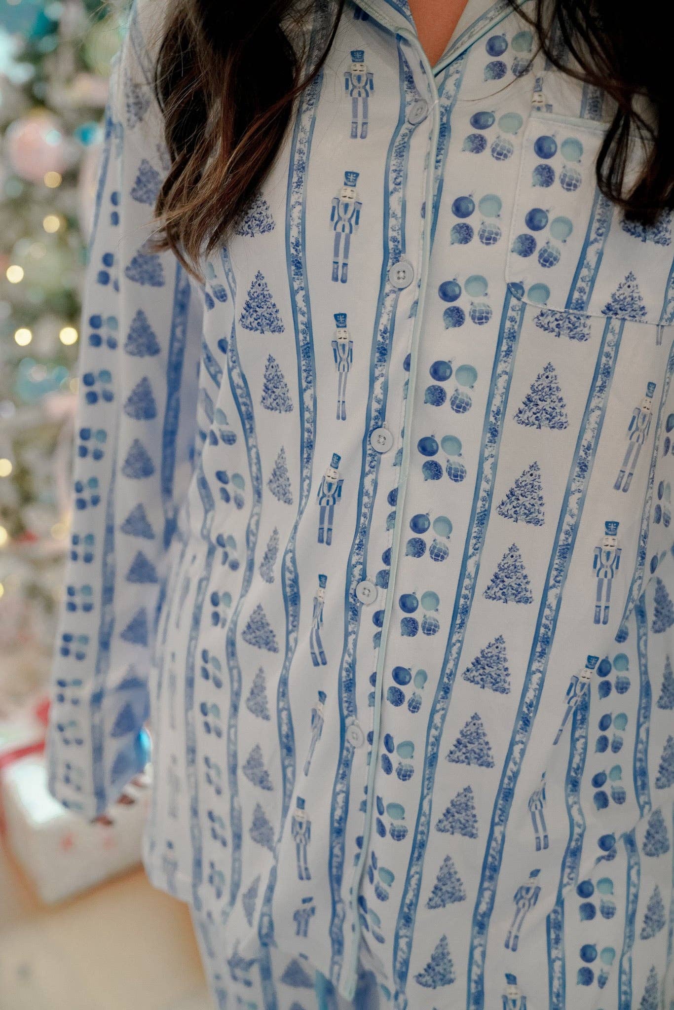 Blue Christmas - Long Pajama Set: S