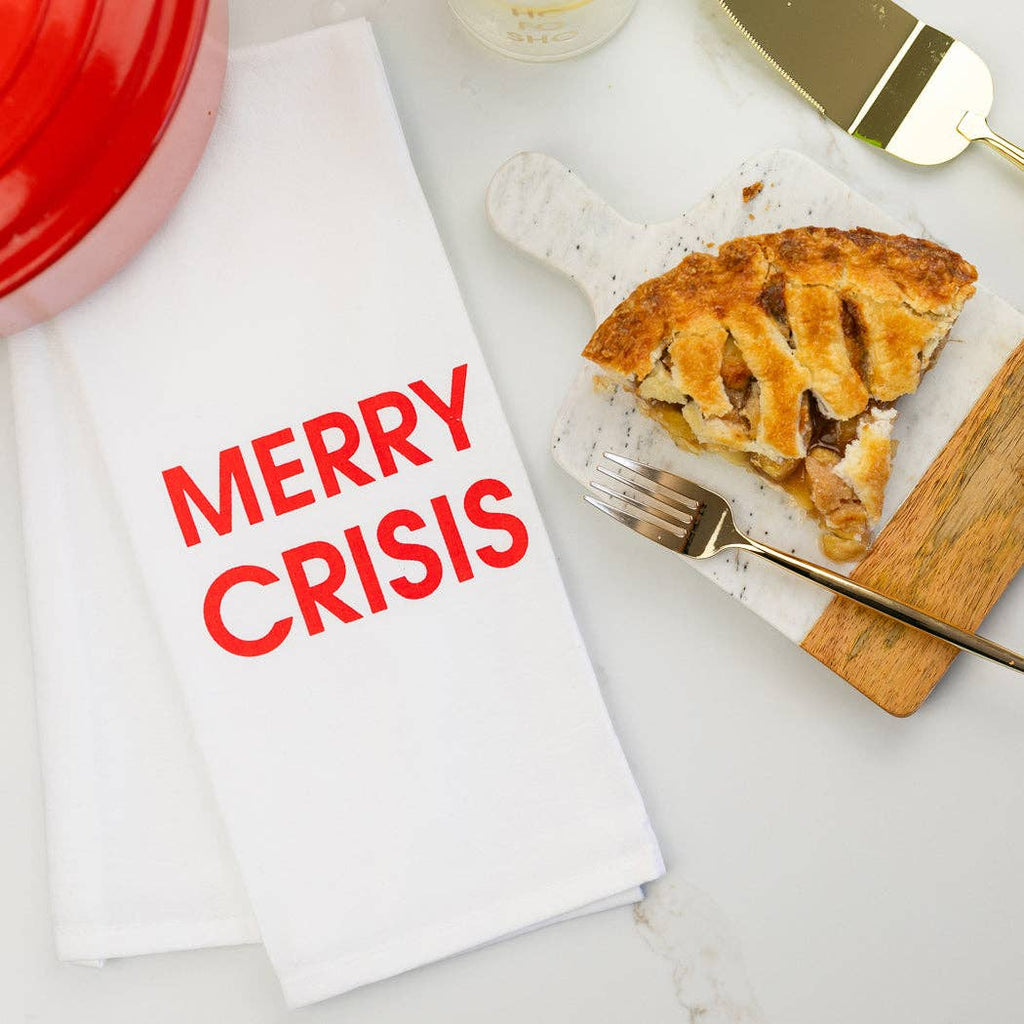 Merry Crisis - Christmas Tea Towel