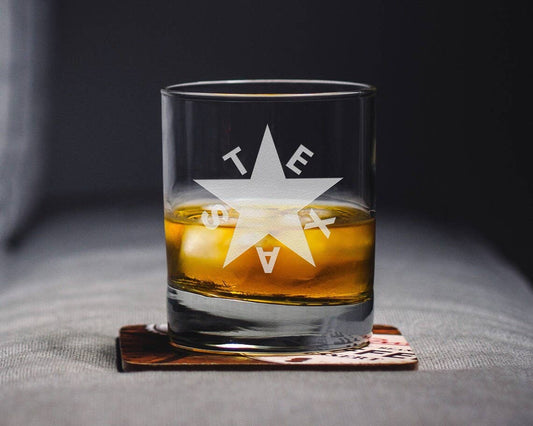 Texas Star Whiskey Rocks Glass