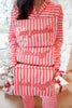 Pink & Red Stripes - Long Pajama Set: S