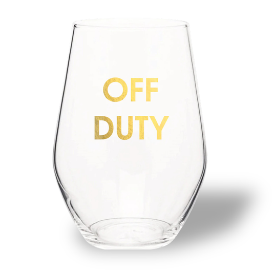 Off Duty - Gold Foil Wine Glass Stemless Wine Glass