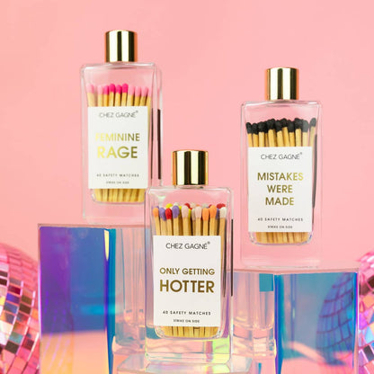 Feminine Rage - Glass Bottle Matches - Pink Multi