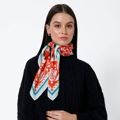 Dinara Mirtalipova Poppy Seeds Silk Scarf: Persimmon