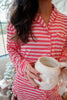 Pink & Red Stripes - Long Pajama Set: M