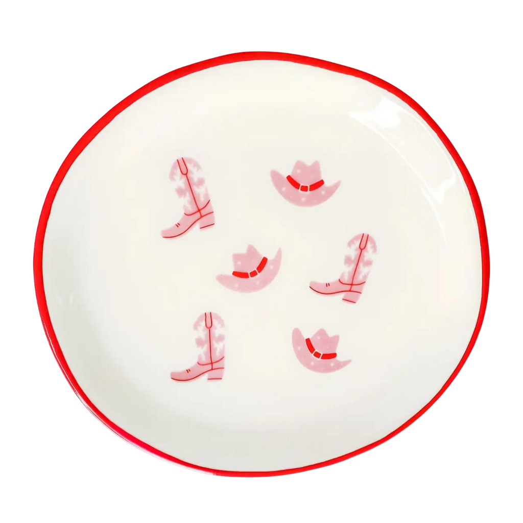 Cowgirl Boot & Hat Round Trinket Tray