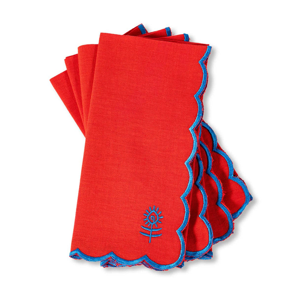 Icon Linen Napkins S/4 - Cherry + Peacock