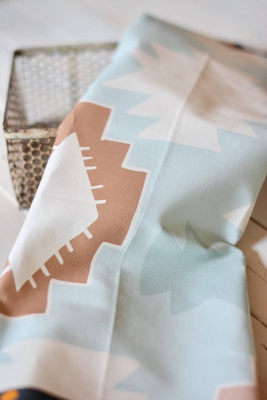 Blue Geometric Mountains Towel: Western Kitchen Tea Towel