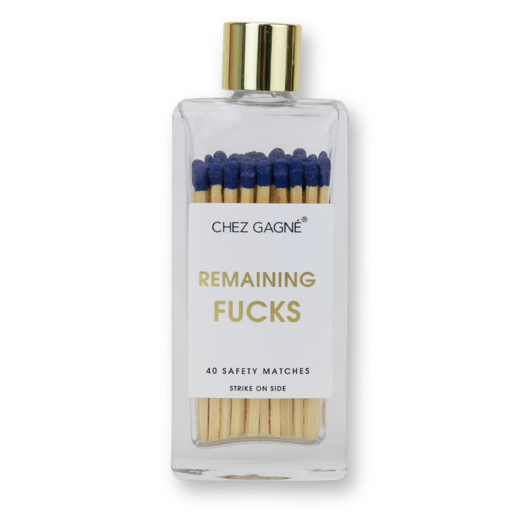 Remaining Fucks - Glass Bottle Safety Matches - Navy
