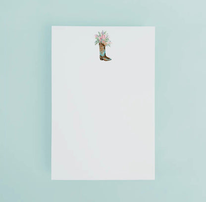 Blue Boot with Flowers Notepad