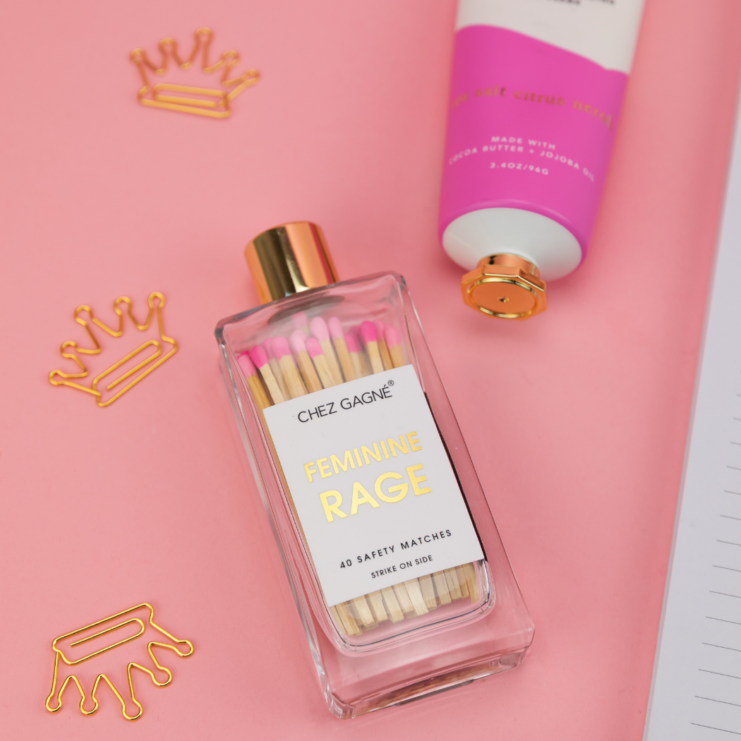 Feminine Rage - Glass Bottle Matches - Pink Multi