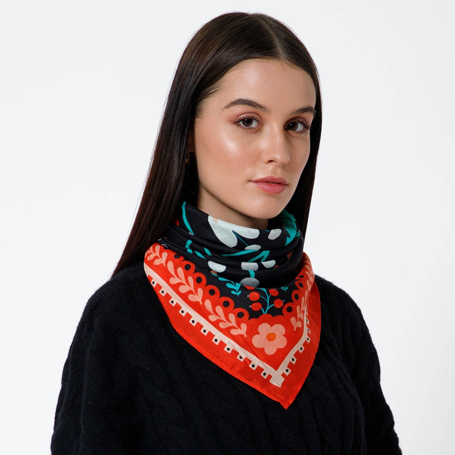 Dinara Mirtalipova Currants and Cream Silk Scarf: Red Orange