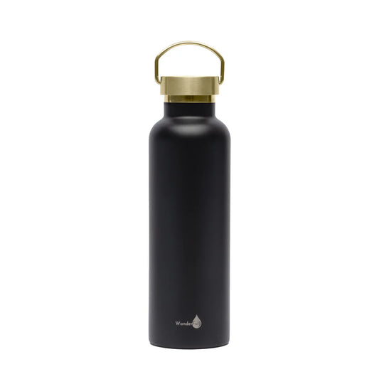 34 oz BLACK INSULATED WATER BOTTLE WITH GOLD TOP